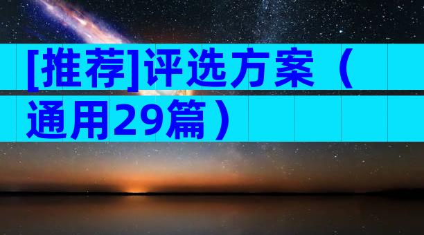 [推荐]评选方案（通用29篇）